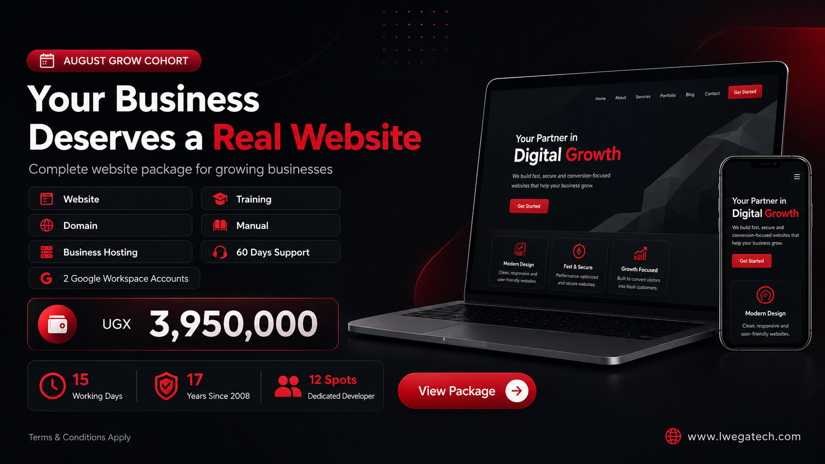 GROW Website Package promotion by LWEGATECH